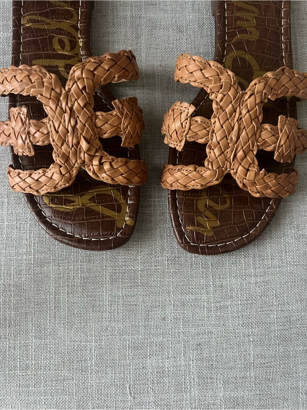 Sam Edelman Braided Tan Slip-On Sandals - Picture 6 of 8